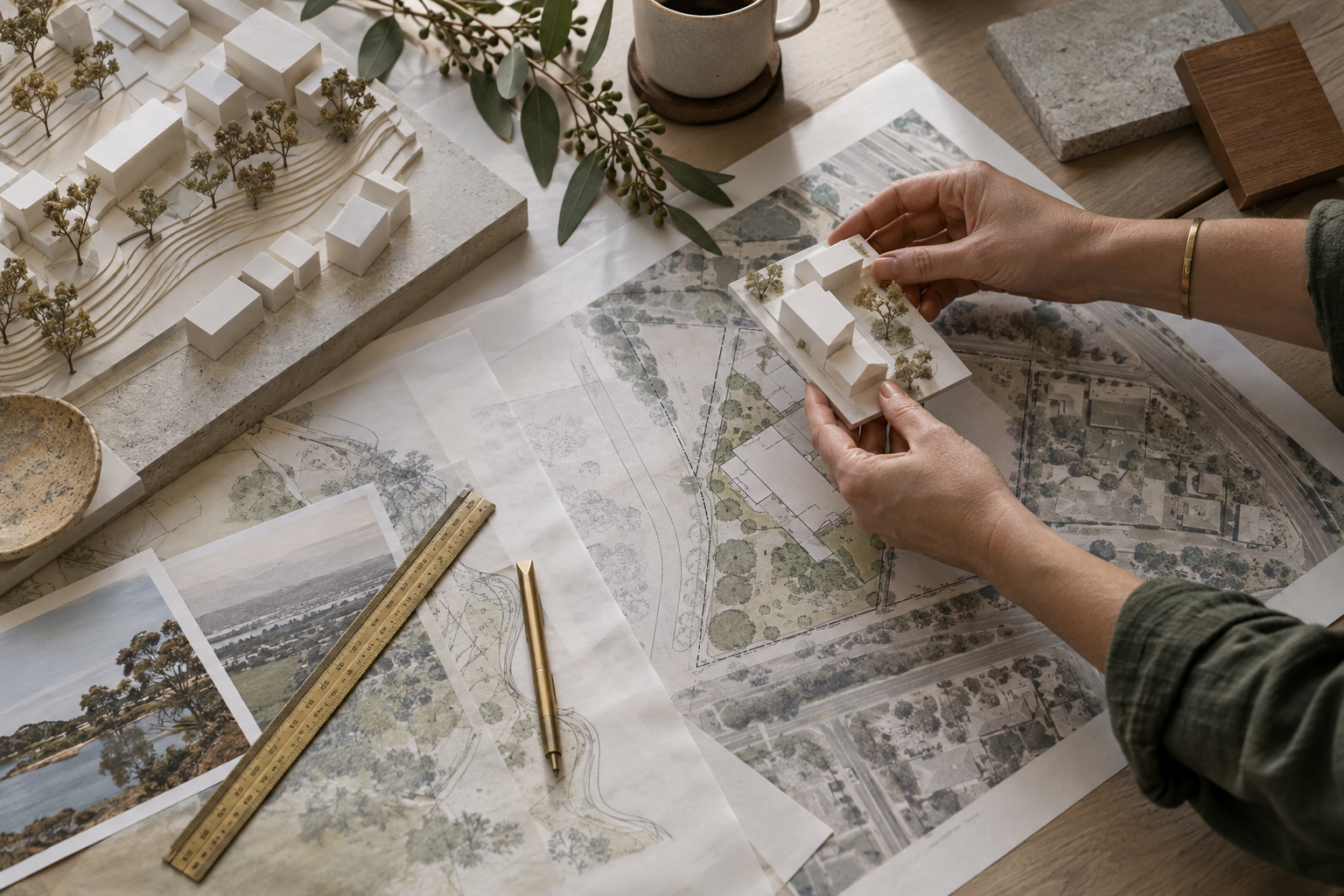 Planning adviser comparing a site model with development plans